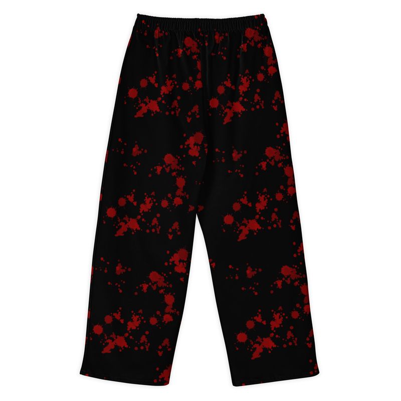 Spooky Slasher Horror Blood Splatter Cotton Wide Leg Pants