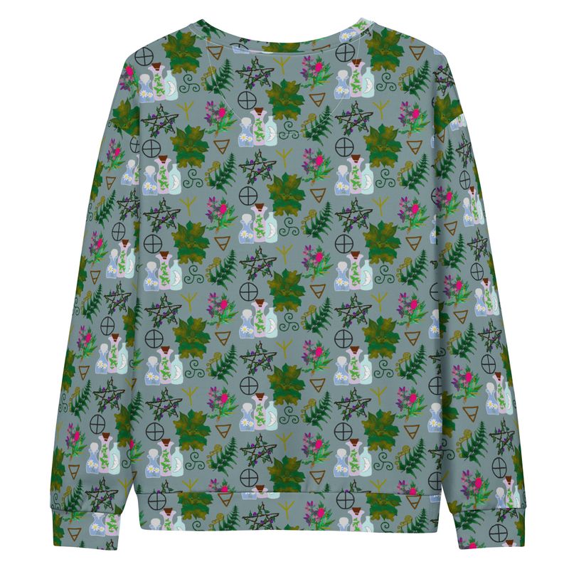 Green Witch Botanical Apothecary Print Cotton Sweatshirt