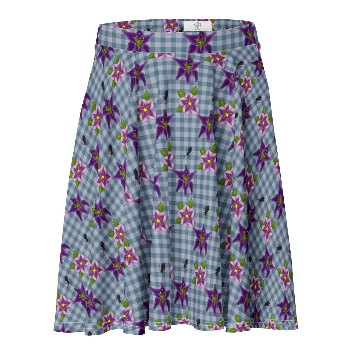 Spooky Gingham Floral and Spiders Gothic Skater Skirt Spooky Gingham Floral and Spiders Gothic Skater Skirt