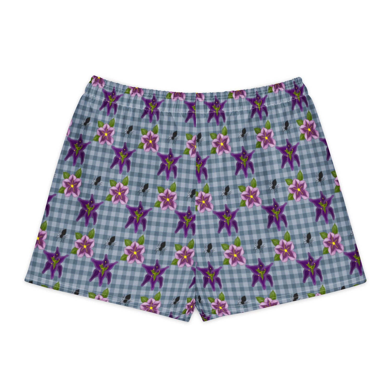 Spooky Gingham Floral and Spiders Gothic Cotton Shorts