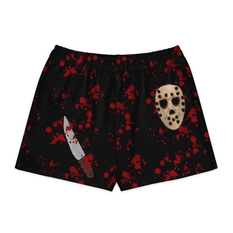Spooky Slasher Horror Cotton Shorts – Gothic Slasher Mask & Knife Spooky Loungewear