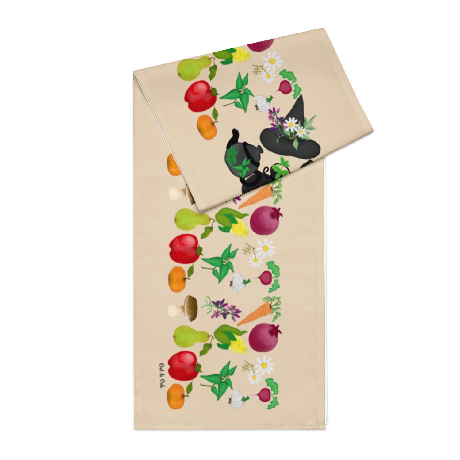 Kitchen Witch Table Runner 90 x 16 inches with Hand-Illustrated Witchy Kitchen Magic Symbols Kitchen Witch Table Runner 90 x 16 inches with Hand-Illustrated Witchy Kitchen Magic Symbols