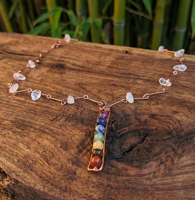 Handmade Copper and Gemstone Chakra Necklace