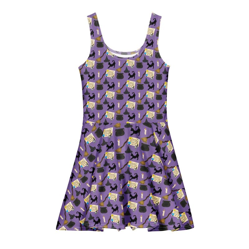 Classic Witchcraft Symbols Women's Witchy Cotton Skater Dress Classic Witchcraft Symbols Women's Witchy Cotton Skater Dress