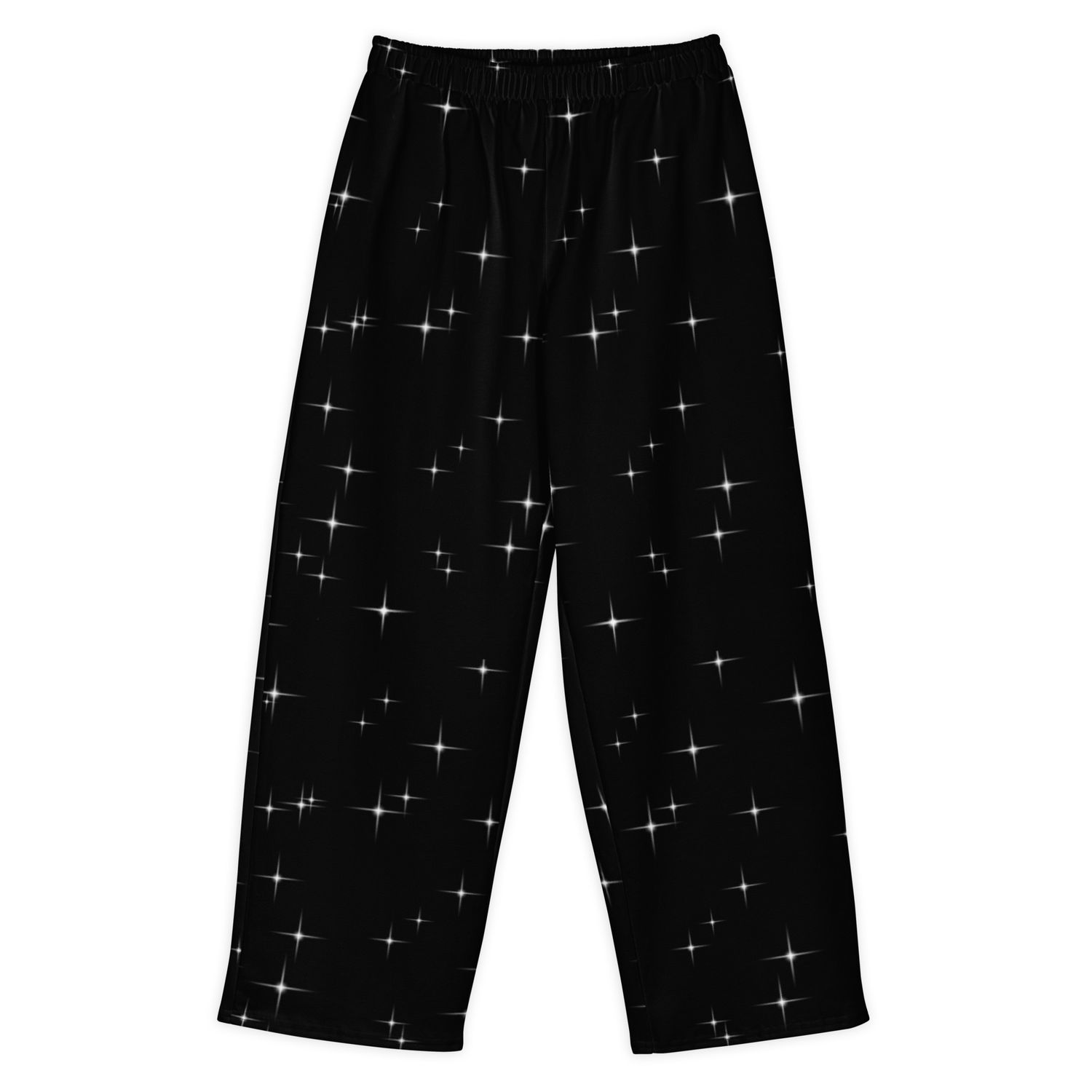 Celestial Night Sky Cotton Wide-Leg Pants
