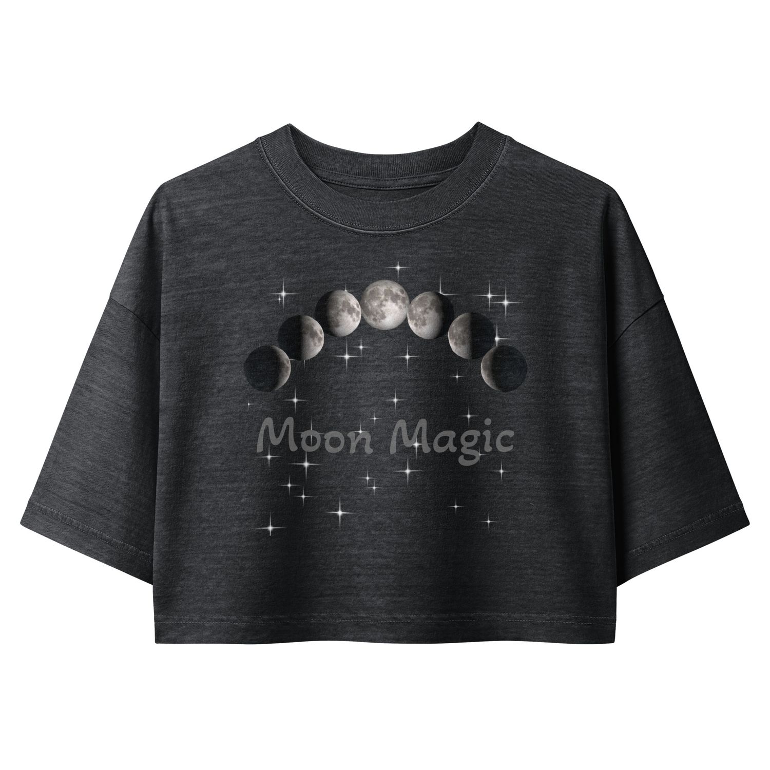 Moon Magic Celestial Witchy Cotton Cropped Graphic Tee Made From Ringspun Cotton and Garment Dyed Moon Magic Celestial Witchy Cotton Cropped Graphic Tee Made From Ringspun Cotton and Garment Dyed