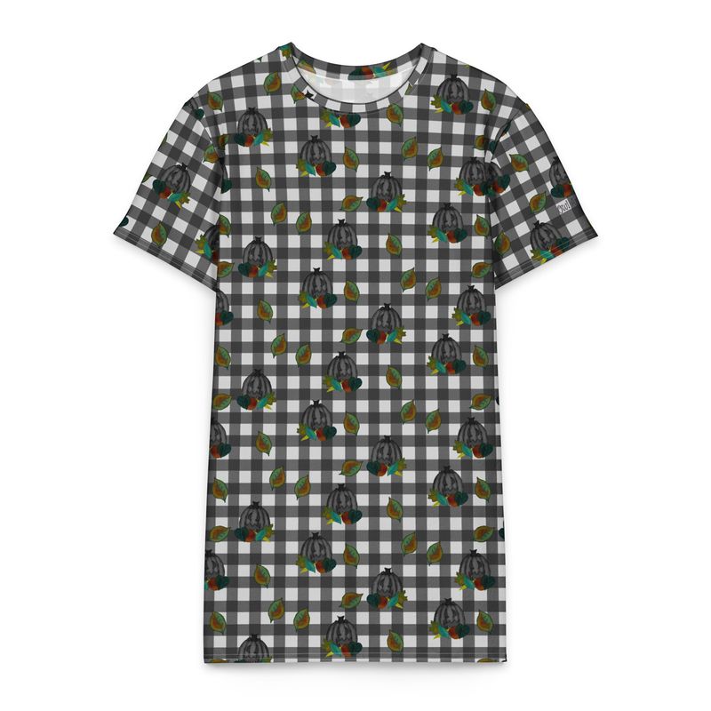 Midnight Harvest Spooky Autumn Cotton Loungewear T-Shirt Dress