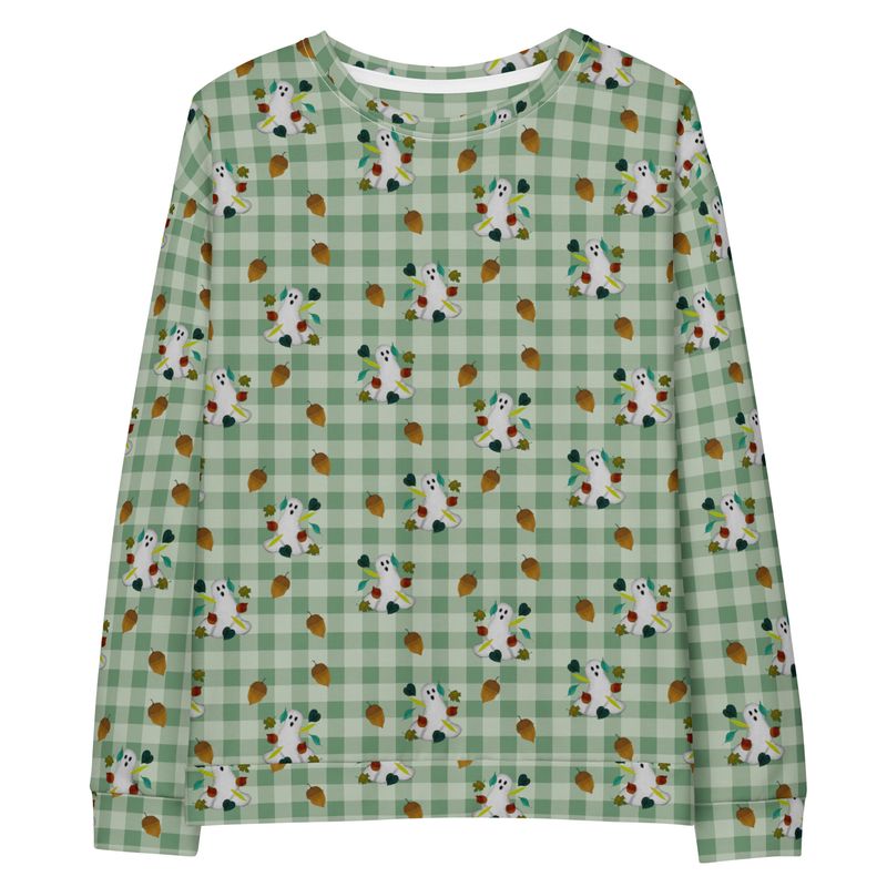 Spooky Fall Ghosts & Autumn Leaves Cotton Loungewear Sweatshirt
