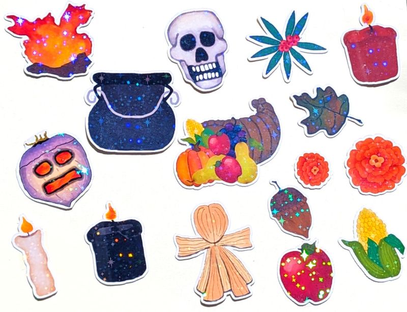 Samhain Holographic Sparkle Witchy Sticker Set