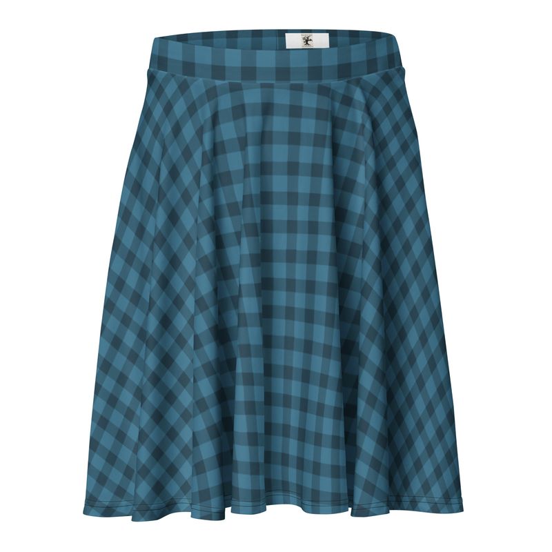 Moody Blue Gingham Skater Skirt