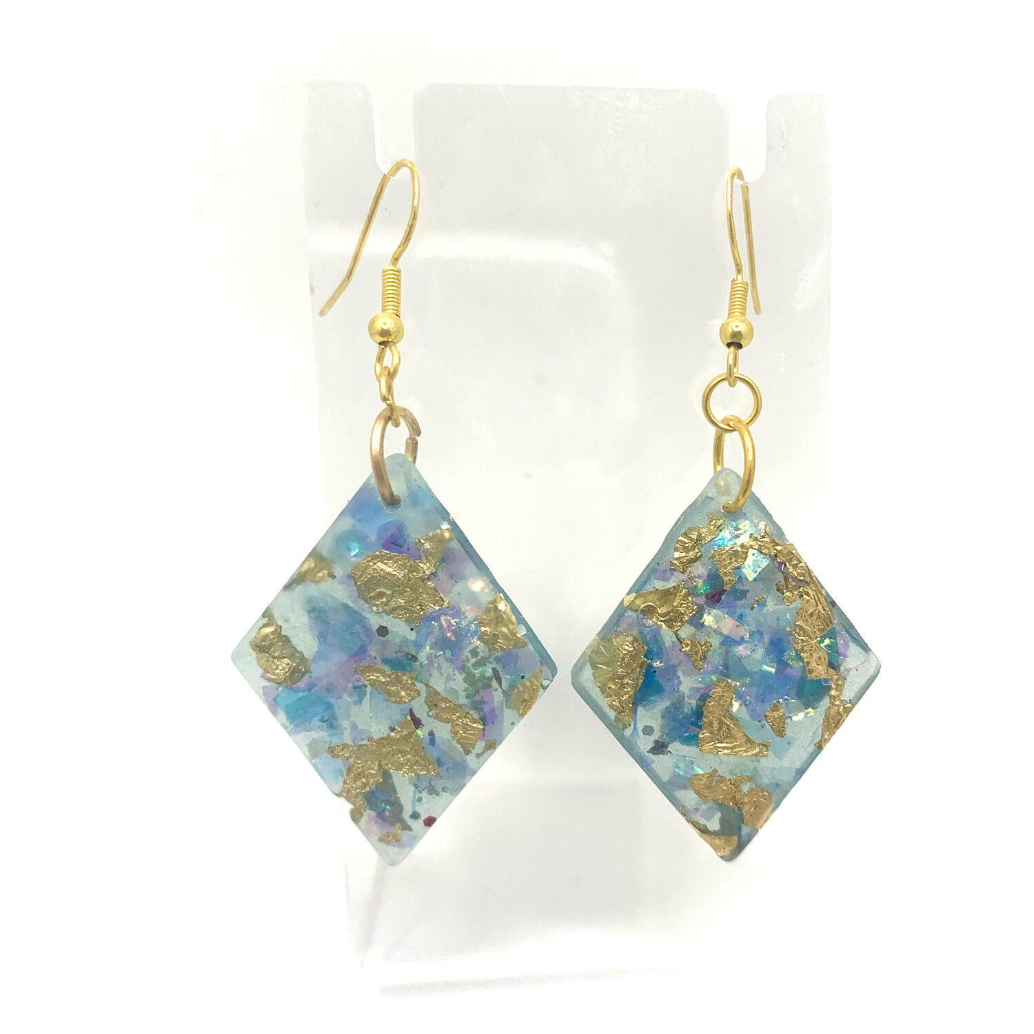 Blue & Gold Diamond-shaped Earrings