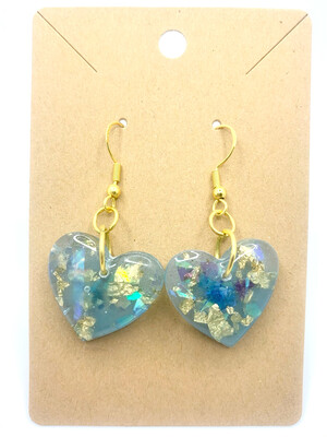 Blue & Gold Heart Earring
