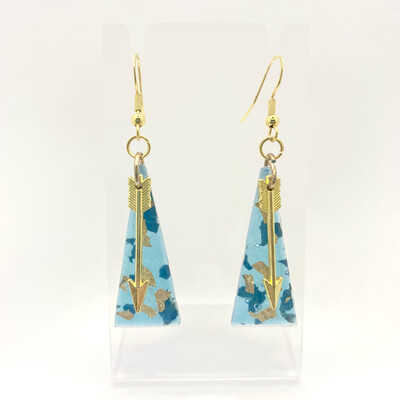 Blue & Gold Triangle Earrings
