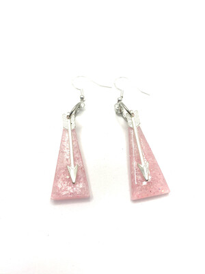 Pink & Silver Triangle Earrings