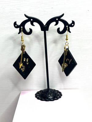 Black &amp; Gold Diamond Earrings
