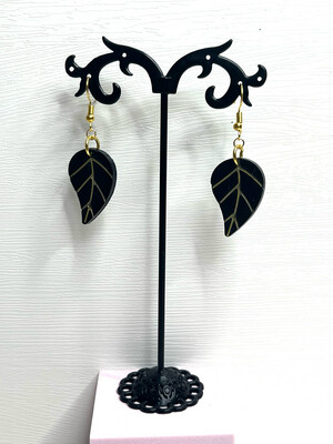 Black & Gold Leaf Earrings