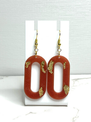 Red & Gold Oval Earrings