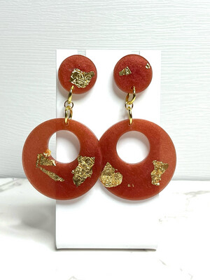Red & Gold Circle Earrings