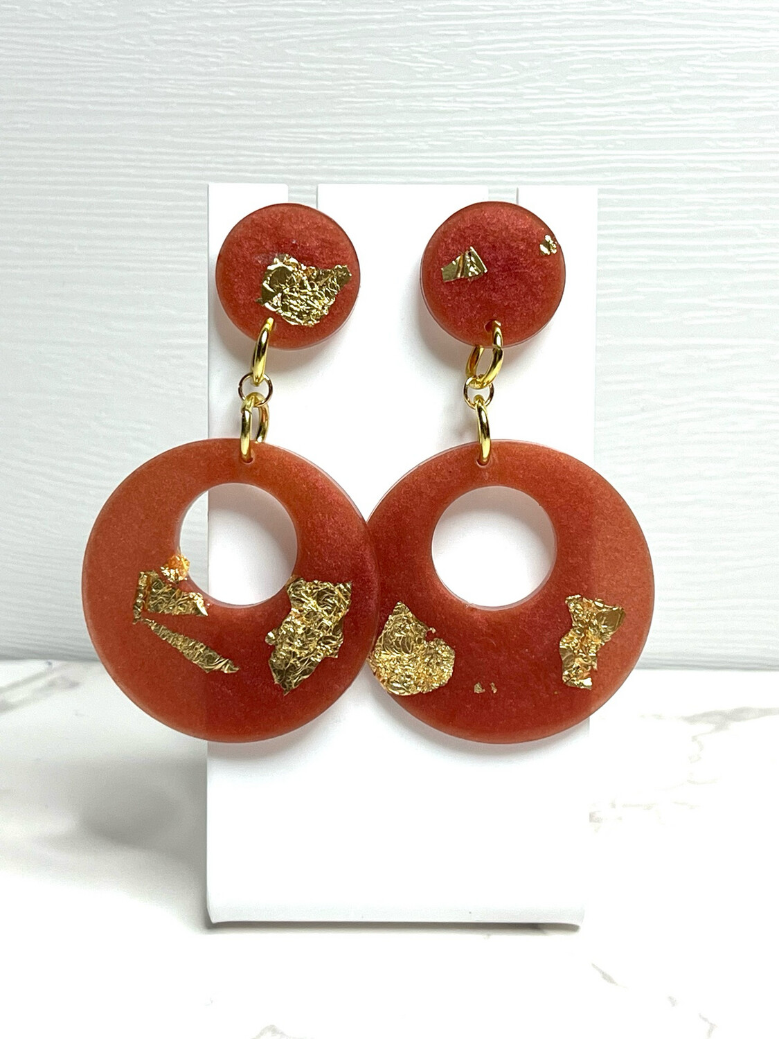 Red &amp; Gold Circle Earrings