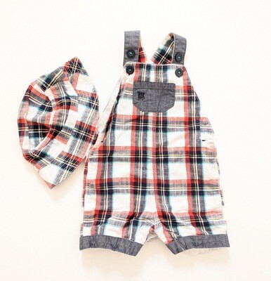 Maine Dungarees and sun hat 3-6months