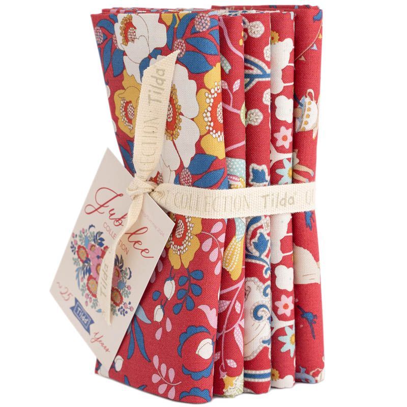 Tilda Stoffpaket "Jubilee" Rot - 5 Stoffe je 30x35cm, 100%Baumwolle,