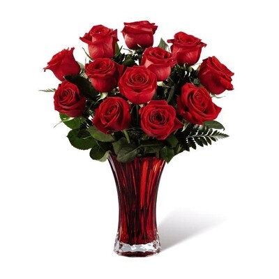 Red Roses Bouquet in Red Vase