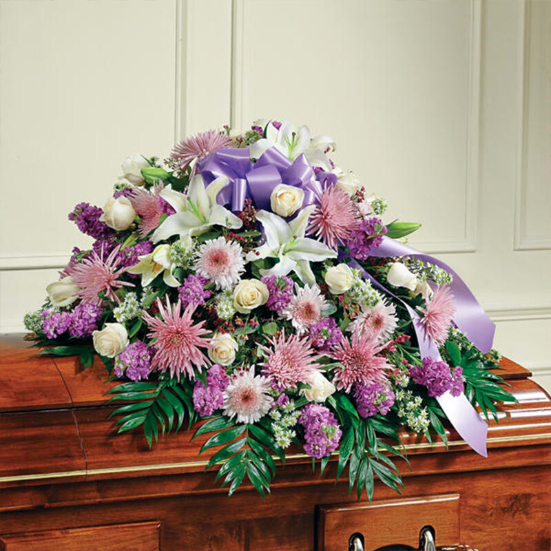 Lavender &amp; White Half Casket Cover