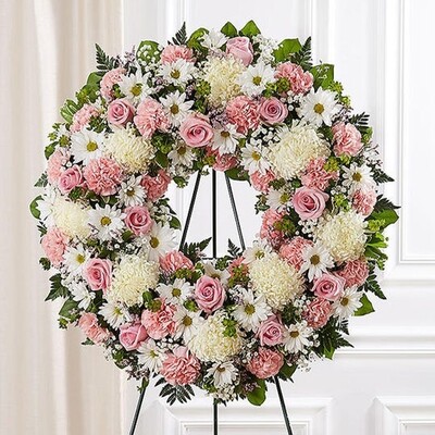 Pink & White Standing Wreath