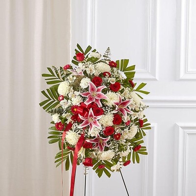 Red Mixed Sympathy Standing Spray