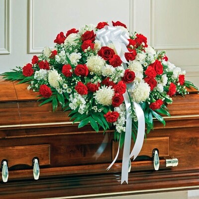 Red &amp; White Mixed Half Casket Cover