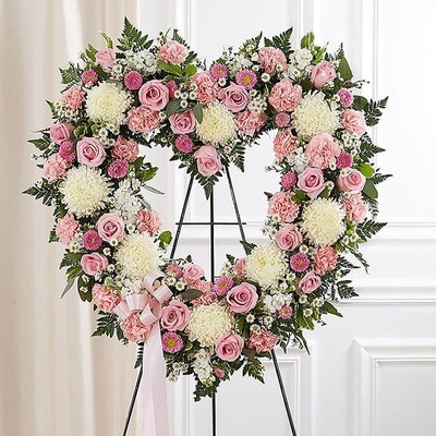Pink &amp; White Standing Open Heart