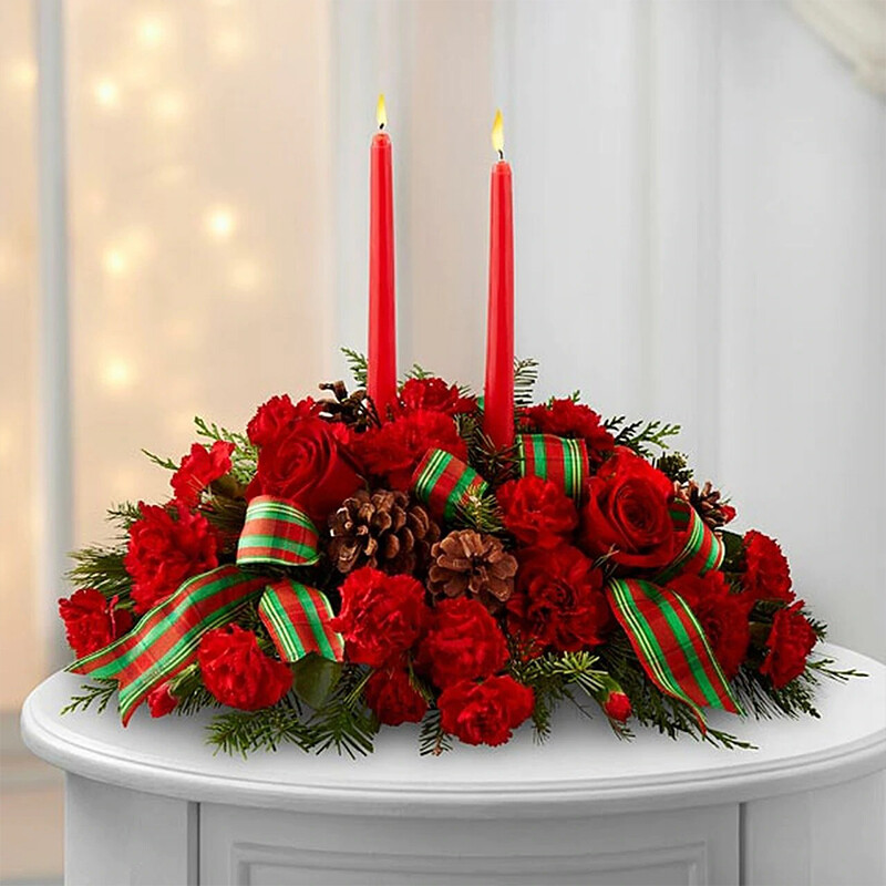 Holiday Classics New England Christmas Candle Centerpiece