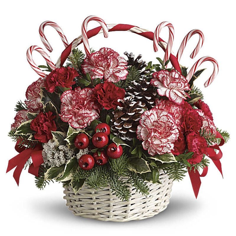 Candy Cane Basket Bouquet Candy Cane Basket Bouquet