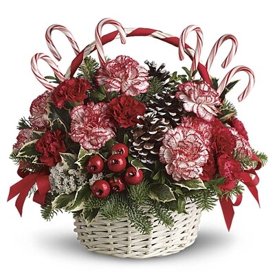 Candy Cane Basket Bouquet