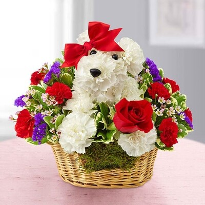 Puppy Love Basket Bouquet
