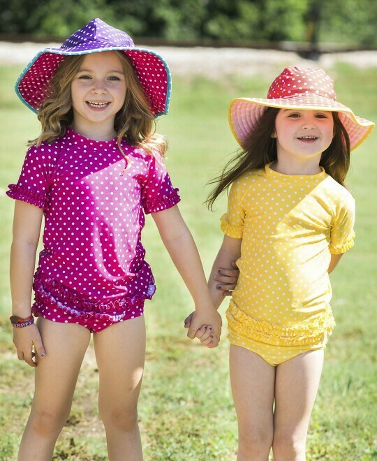 Berry &amp; Grape Polka Dot Reversible Swim Hat