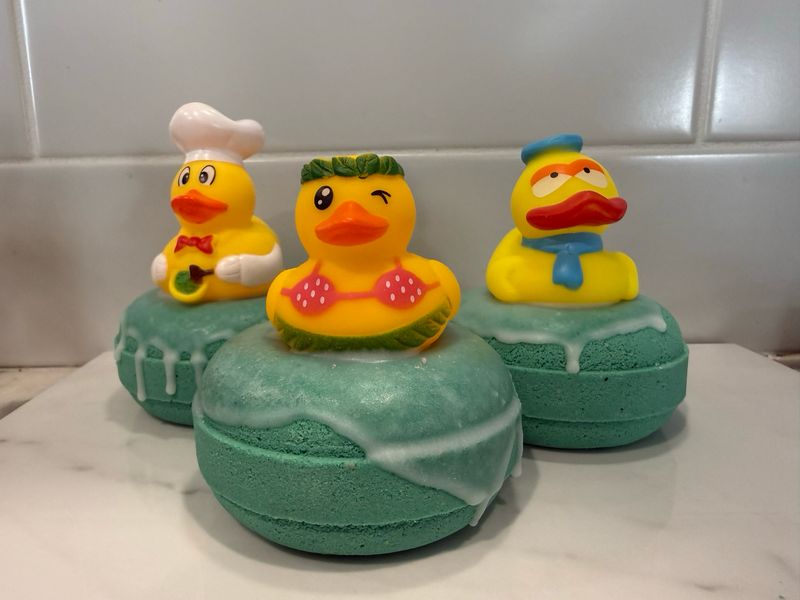 Donut Bath Bomb with Duck on top