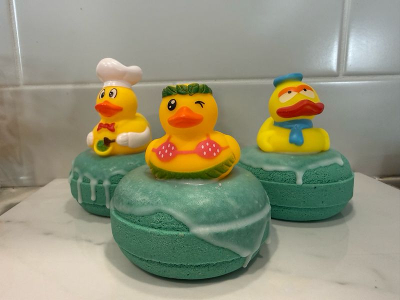 Donut Bath Bomb with Duck on top