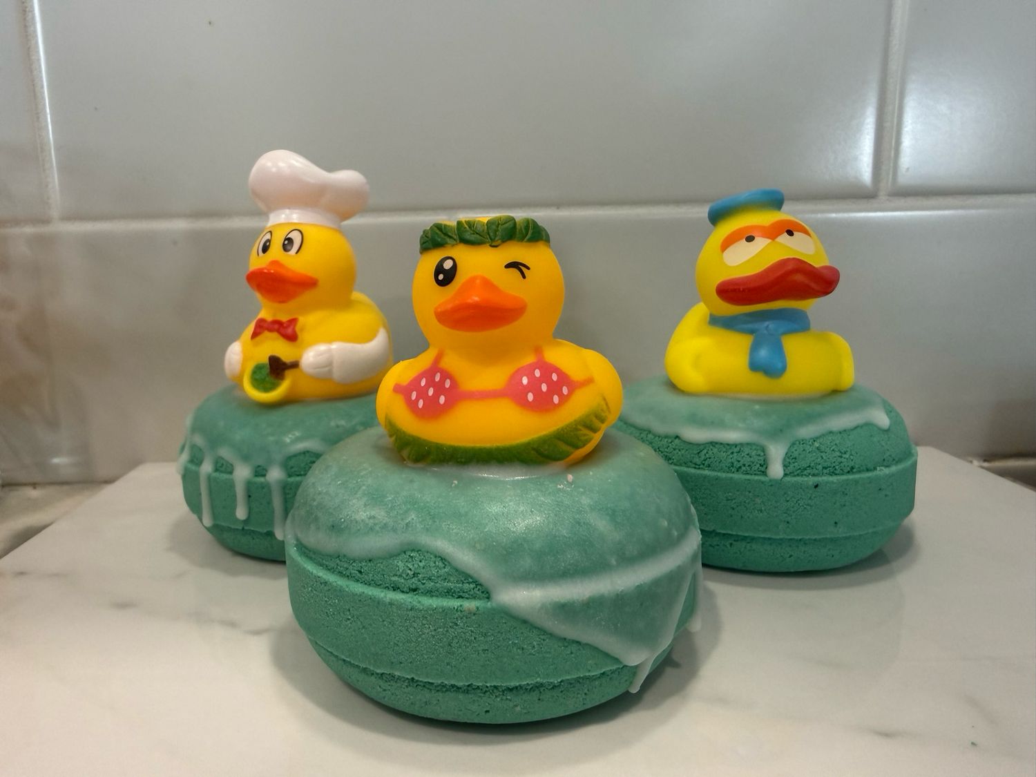 Donut Bath Bomb with Duck on top