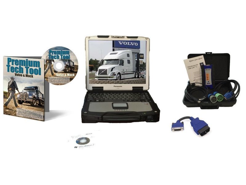 Mack &amp; Volvo Premium Tech Tool Diesel Diagnostic Laptop Kit PTT Nexiq USB Link 2