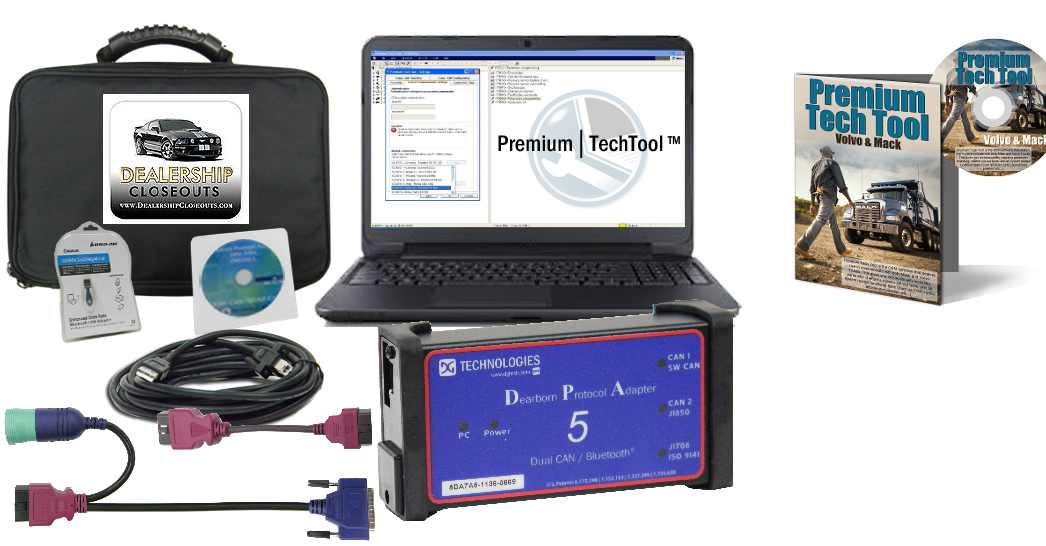Mack &amp; Volvo Premium Tech Tool with Diesel Diagnostic Laptop
