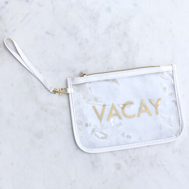 Royal Standard Vacay Clear Wristlet White/Gold 9X6