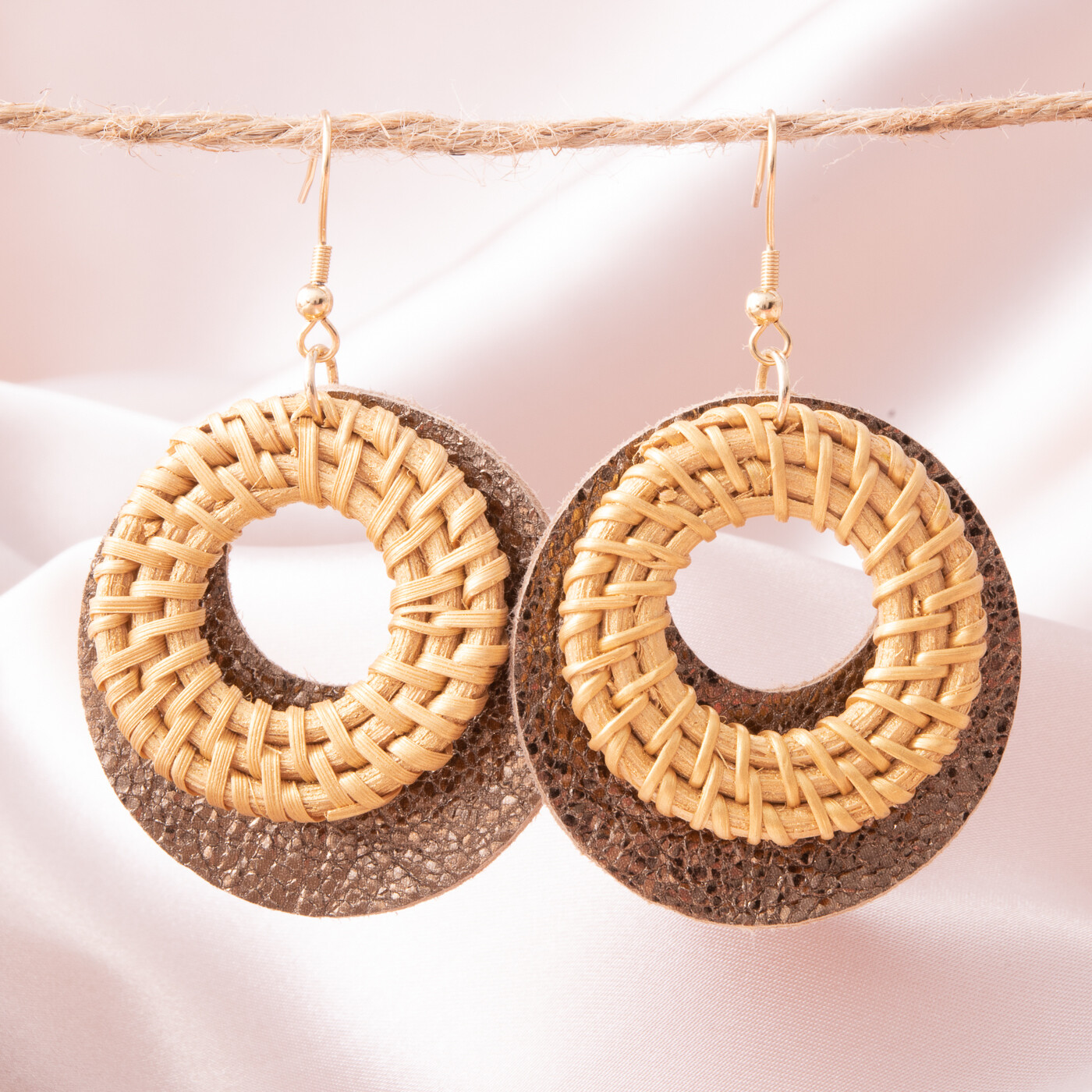 Amanda Blu Woven Leather Hoop Earrings