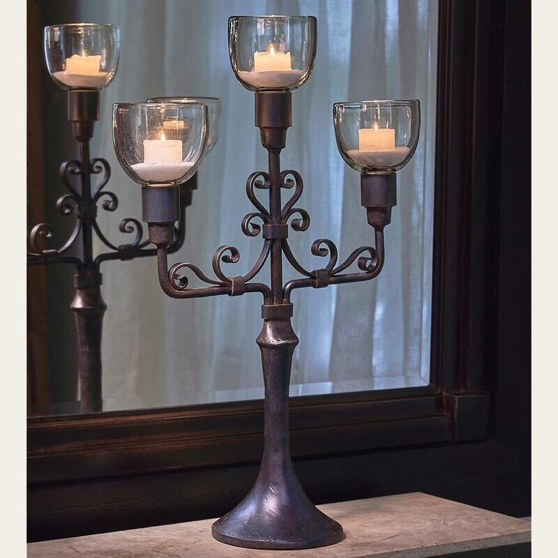 Barboglio Copas Candelbra On Cast Iron Vase 4659