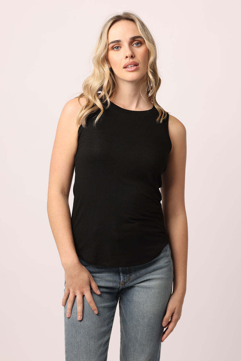 Another Love VCKN1515BLK Cleo Ribbed Tank Top 