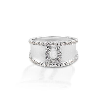 Kelly Herd 6PD-6 Crystal Border Horseshoe Ring Sterling Silver Size 6