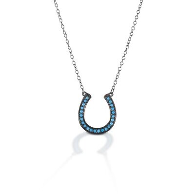 Kelly Herd BGP01113 Turquoise Horseshoe Necklace Sterling Silver