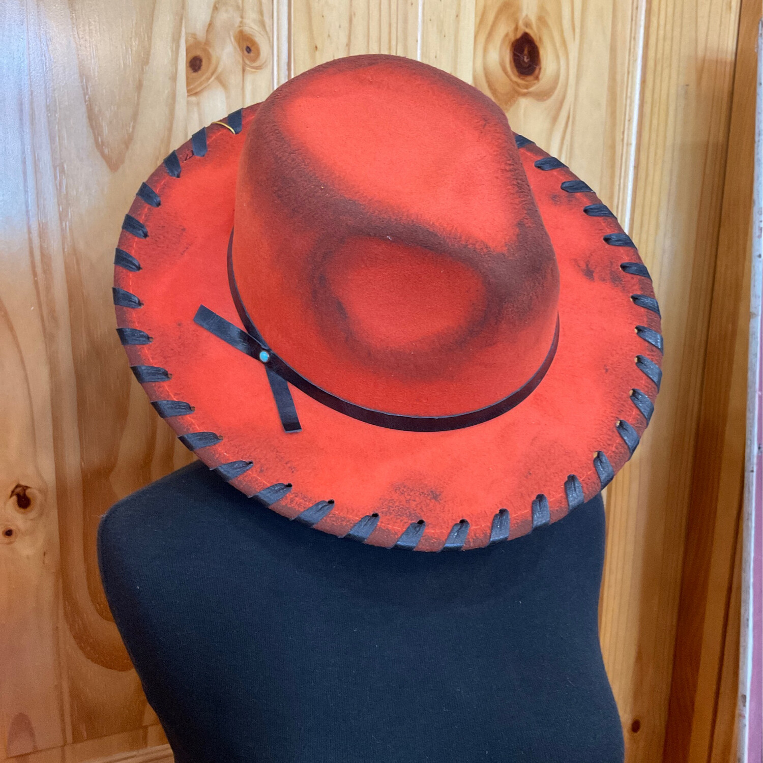 Kurtmen Fashion Hats Orange W/Black Whip Stitch O/S 