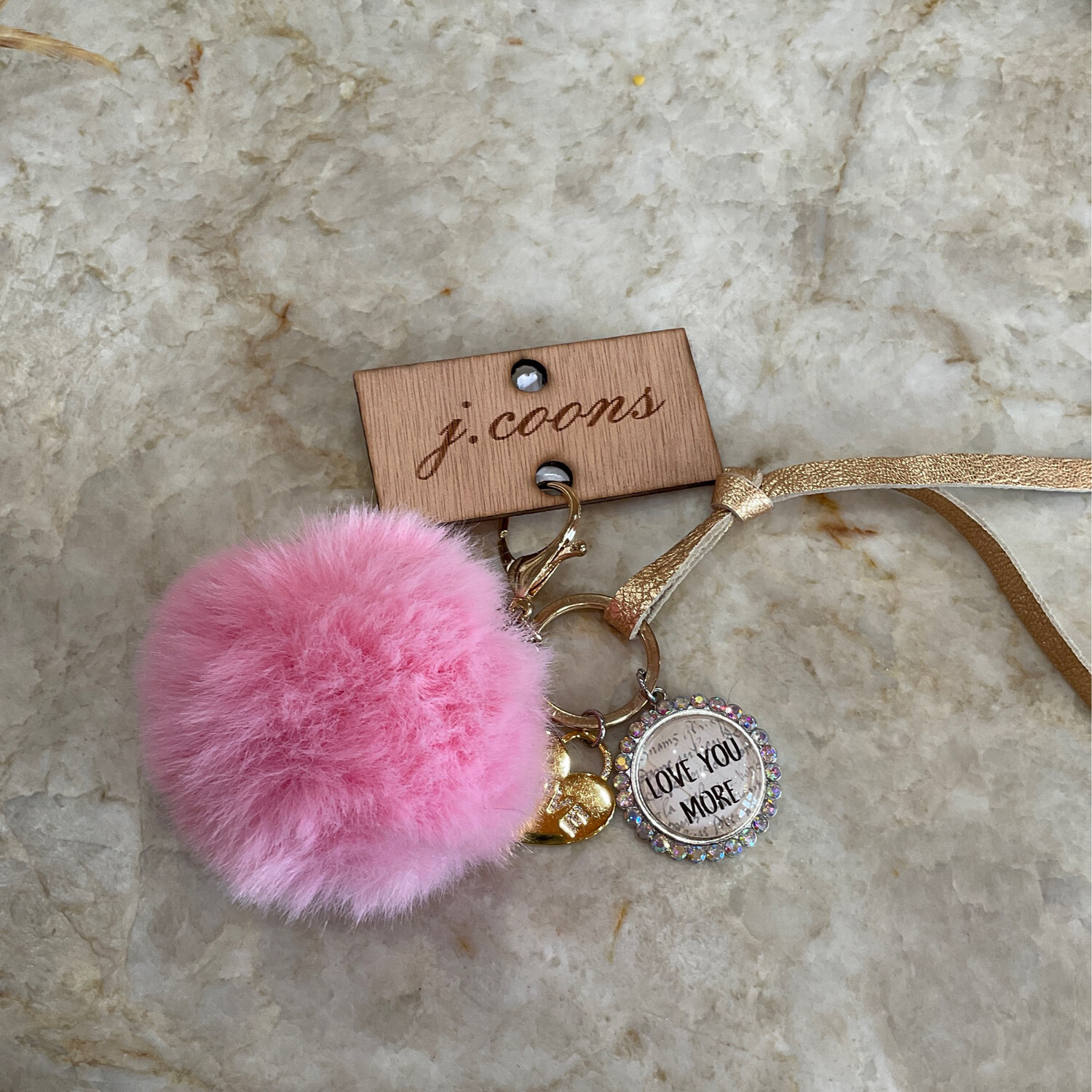 J Coons Pink Keychain Love You More Fur Ball 