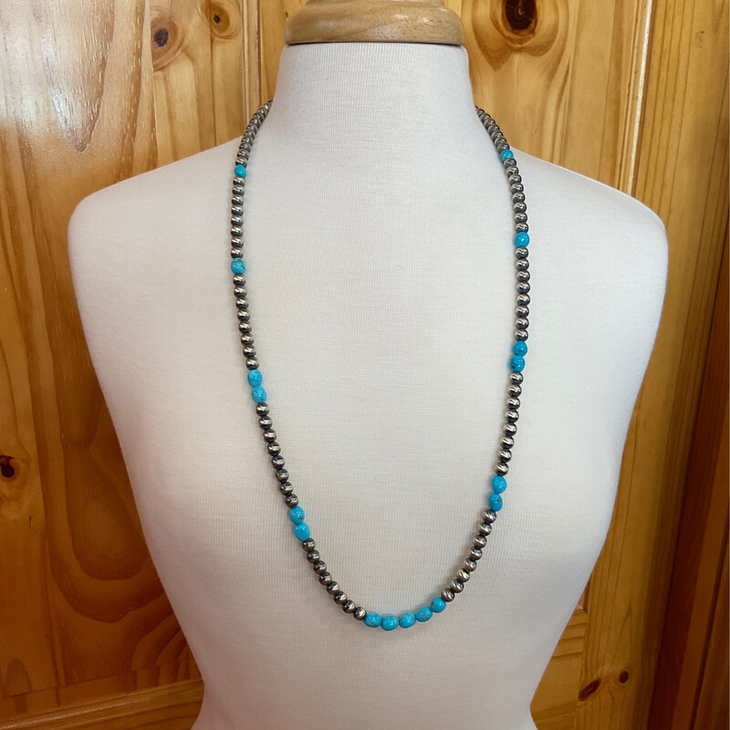 Silver Star Necklace Silver Beads With Turquoise Stones 